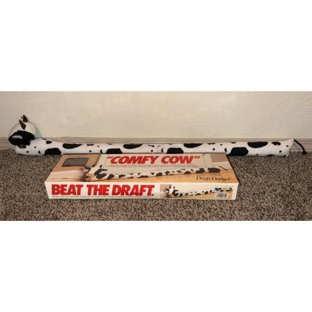 Vintage Comfy Cow Draft Dodger 40 Inch Door Window Stopper Black White Spotted